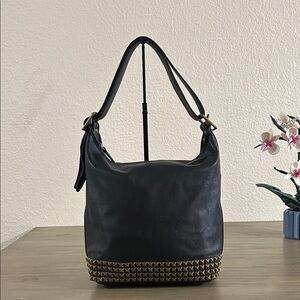Coach Legacy Studded Duffle Bag Black Leather Convertible Crossbody  26413